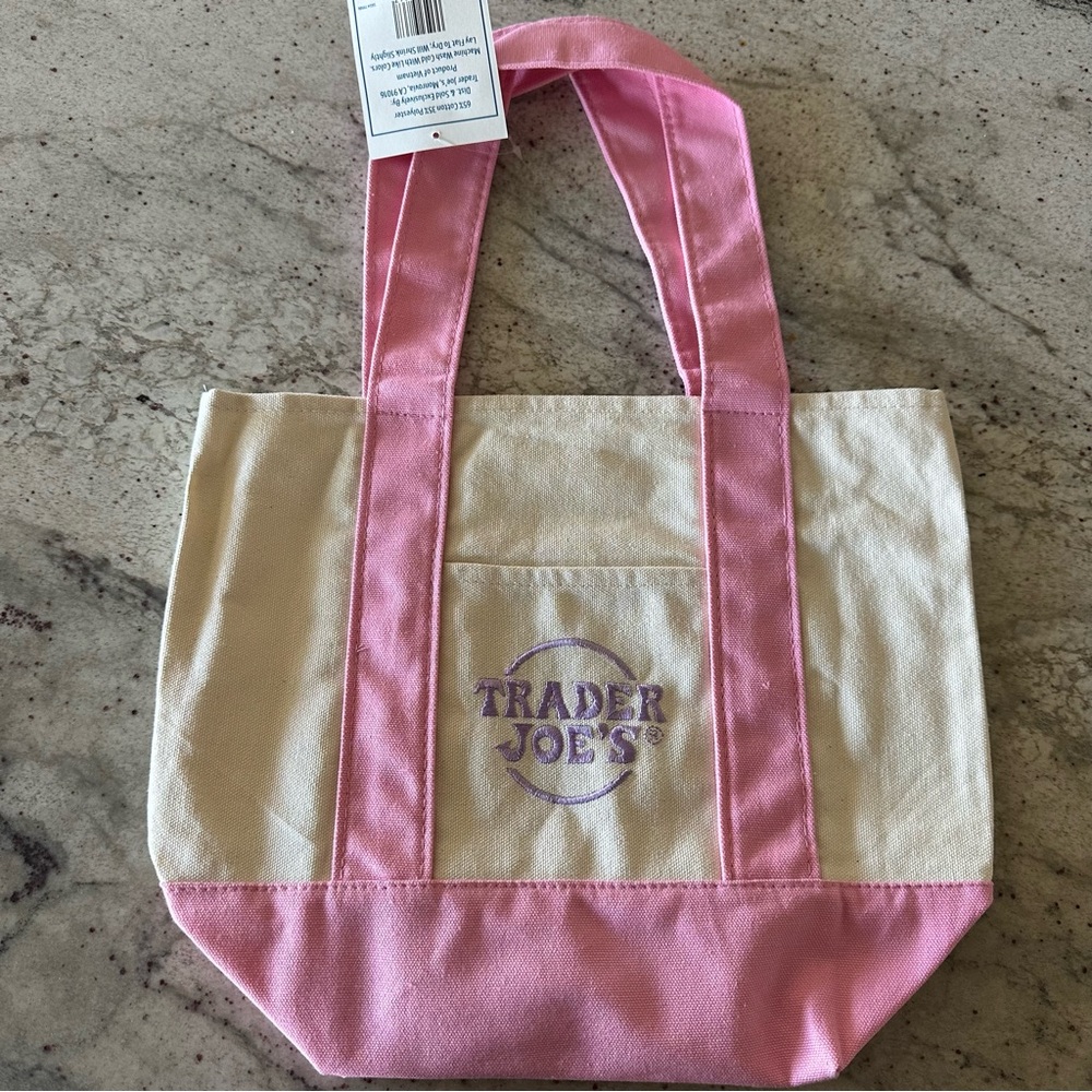 Small Trader Joe’s Pastel Pink 2026 Canvas Tote Bag - Picture 2 of 4